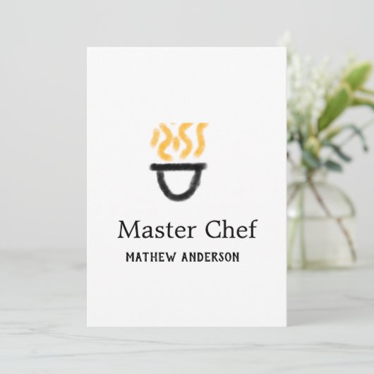 Master chef add name black pan yellow fire fume co kaart (Staand voorkant)