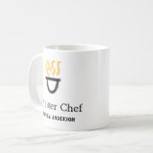 Master chef add name black pan yellow fire fume co koffiemok (Voorkant links)