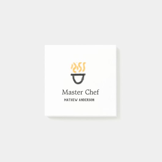 Master chef add name black pan yellow fire fume co post-it® notes (Voorkant)