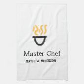 Master chef add name black pan yellow fire fume co theedoek (Verticaal)