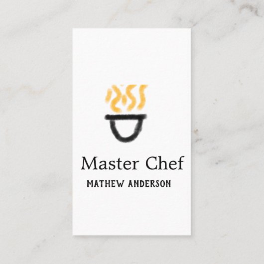 Master chef add name black pan yellow fire fume co visitekaartje (Achterkant)