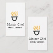 Master chef add name black pan yellow fire fume co visitekaartje (Voorkant / Achterkant)