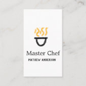 Master chef add name black pan yellow fire fume co visitekaartje (Voorkant)