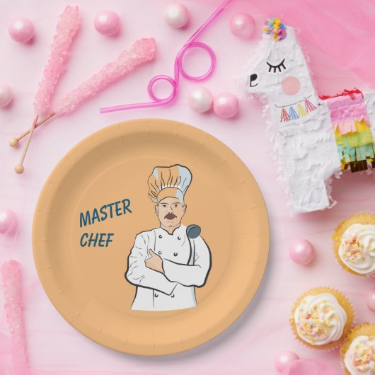 Master Chef, en  Cook Foto Papieren Bordje (Feest)