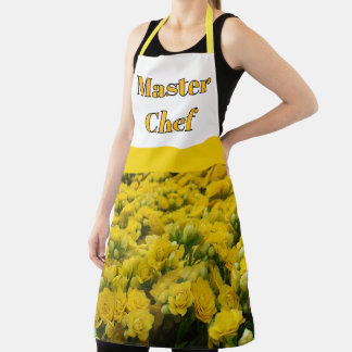 Master Chef Gele Bloemige Achtergrond Helder Bloem Schort