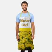Master Chef Gele Bloemige Achtergrond Helder Bloem Schort (Gedragen)