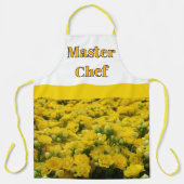 Master Chef Gele Bloemige Achtergrond Helder Bloem Schort (Voorkant)