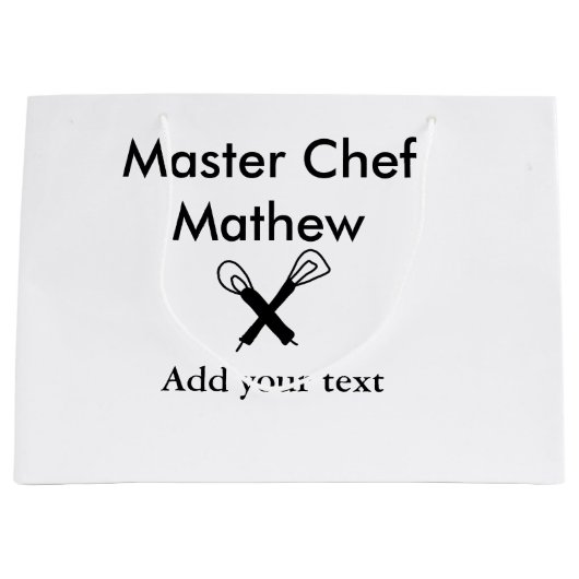 Master chef keuken bakkerij kok tekst naam snijden groot cadeauzakje (Voorkant)
