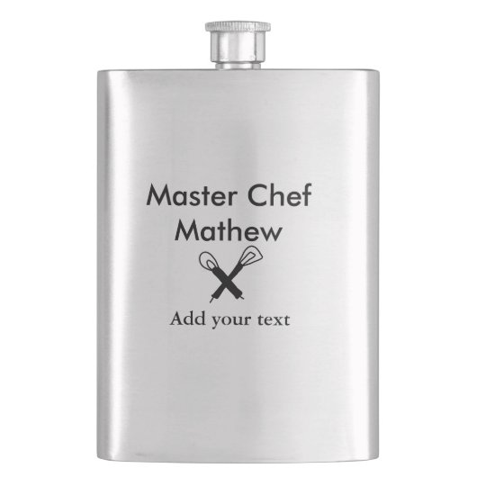 Master chef keuken bakkerij kok voeg tekst naam sn flacon (Voorkant)