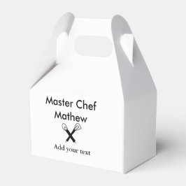 Master chef-kok keuken bakkerij kok voeg tekst naa bedankdoosjes