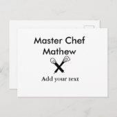 Master chef-kok keuken bakkerij kok voeg tekst naa briefkaart (Voorkant / Achterkant)
