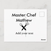 Master chef-kok keuken bakkerij kok voeg tekst naa briefkaart (Achterkant)