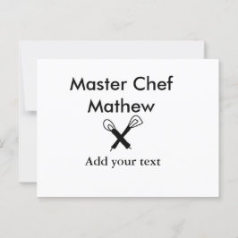 Master chef-kok keuken bakkerij kok voeg tekst naa briefkaart
