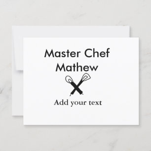Master chef-kok keuken bakkerij kok voeg tekst naa briefkaart
