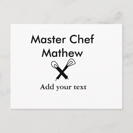 Master chef-kok keuken bakkerij kok voeg tekst naa briefkaart (Voorkant)