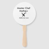 Master chef-kok keuken bakkerij kok voeg tekst naa handwaaier (Achterkant)