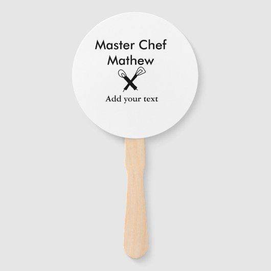 Master chef-kok keuken bakkerij kok voeg tekst naa handwaaier (Voorkant)