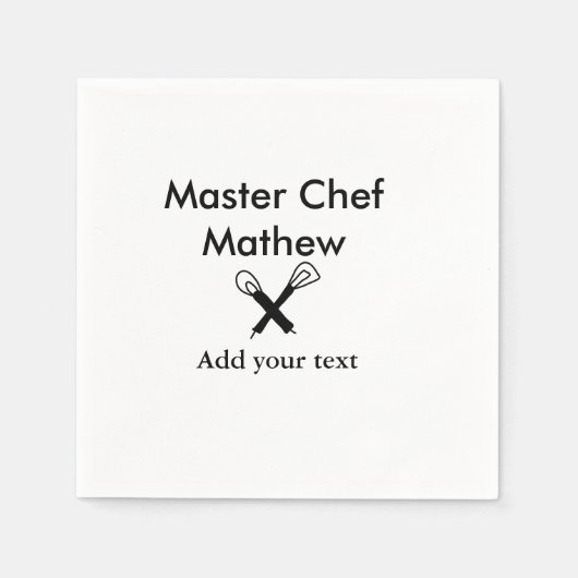 Master chef-kok keuken bakkerij kok voeg tekst naa servet (Voorkant)