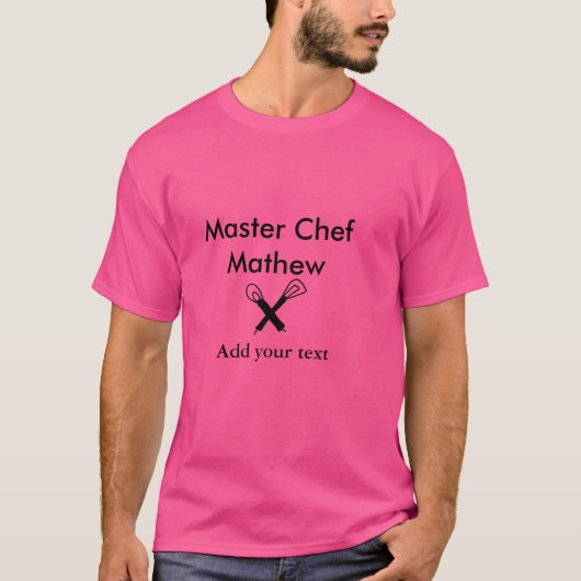 Master chef-kok keuken bakkerij kok voeg tekst naa t-shirt (Voorkant)