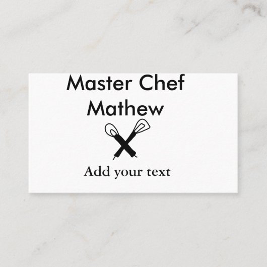 Master chef-kok keuken bakkerij kok voeg tekst naa visitekaartje (Voorkant)