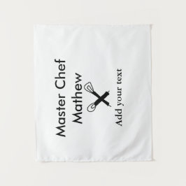 Master chef-kok keuken bakkerij kok voeg tekst naa wandkleed