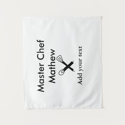 Master chef-kok keuken bakkerij kok voeg tekst naa wandkleed (Voorkant)