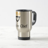 Master chef-kok naam toevoegen zwarte pan geel vuu reisbeker (Voorkant rechts)