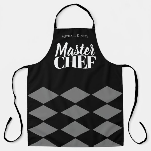 Master Chef naam gepersonaliseerde grijze zwarte c Schort (Voorkant)
