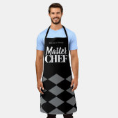 Master Chef naam gepersonaliseerde grijze zwarte c Schort (Gedragen)