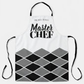 Master Chef naam gepersonaliseerde zwart wit check Schort (Voorkant)