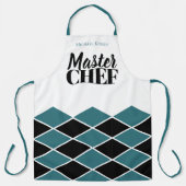 Master Chef naam gepersonaliseerde zwarte blauwgro Schort (Voorkant)