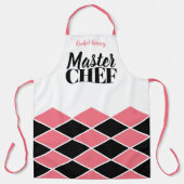 Master Chef naam gepersonaliseerde zwarte rode che Schort (Voorkant)