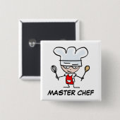 Master chef pinback-toets vierkante button 5,1 cm (Voorkant /achterkant)