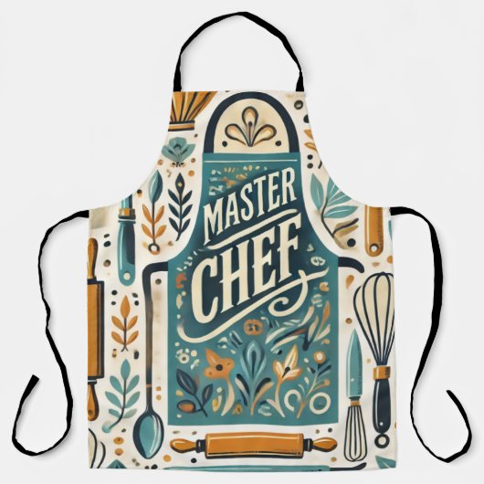 Master Chef Schort Design: Levendige Keuken Kunst (Voorkant)