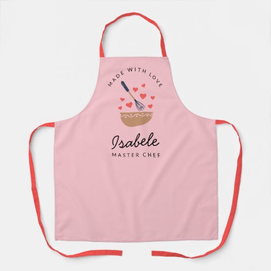 Master Chef Vrouw Roze Familie Matching Schort (Voorkant)