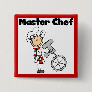 Master Chef - Vrouw Vierkante Button 5,1 Cm