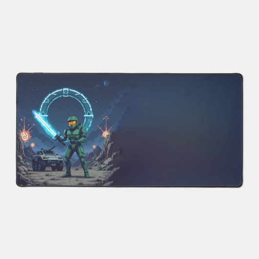 Master Chief Halo Adventure - Pixel Art Desk Mat (Voorkant)