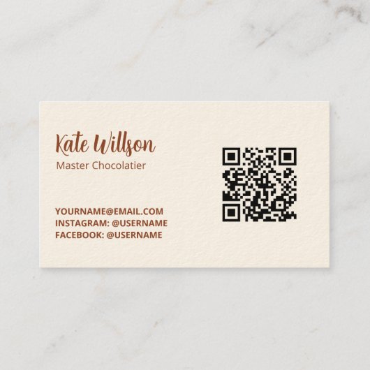 Master Chocolatier Custom QR Visitekaartje (Achterkant)