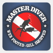 Master Diver (medaillon) Vierkante Sticker (Voorkant)