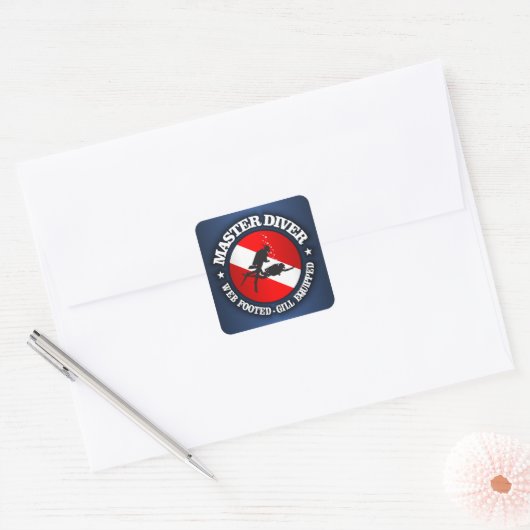 Master Diver (medaillon) Vierkante Sticker (Envelop)