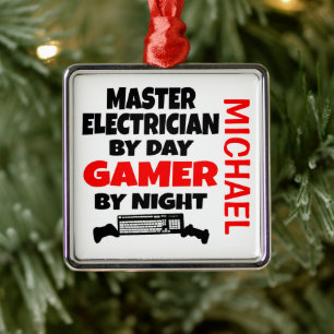 Master Electricia houdt van het spelen van videosp Metalen Ornament