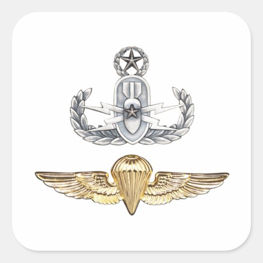 Master EOD Parachutist Vierkante Sticker (Voorkant)