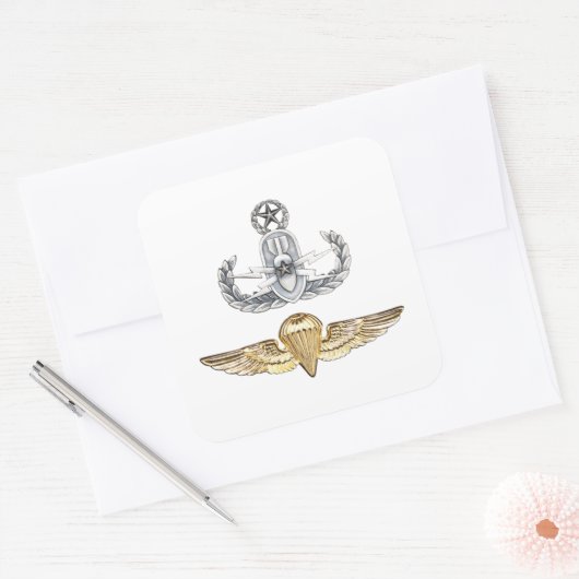 Master EOD Parachutist Vierkante Sticker (Envelop)
