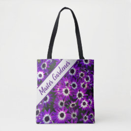 Master Gardener Bright Paarse ventilatorvid Floral Tote Bag