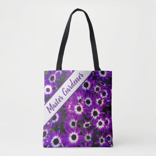 Master Gardener Bright Paarse ventilatorvid Floral Tote Bag (Voorkant)