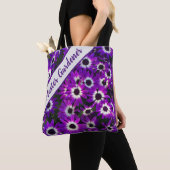 Master Gardener Bright Paarse ventilatorvid Floral Tote Bag (Dichtbij)