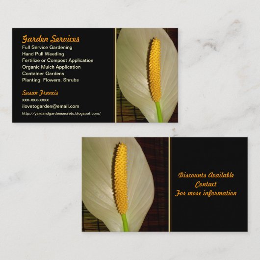 Master Gardener Peace Lily Visitekaartje (Voorkant / Achterkant)