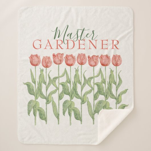 Master Gardener Quote Pink Tulip Floral Sherpa Deken (Voorkant)