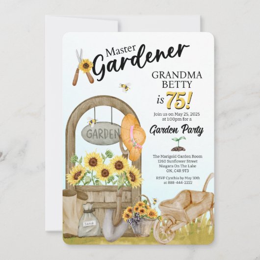 Master Gardener Verjaardag Uitnodiging (Voorkant)
