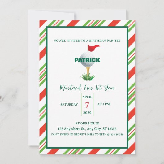 Master Golf Party Verjaardag eerste verjaardag Kaart (Voorkant)